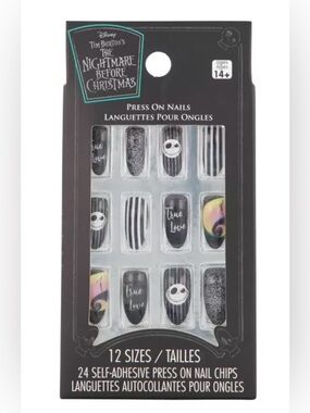 NEW Disney Tim Burton NIGHTMARE BEFORE CHRISTMAS Jack Skellington Press-On Nails